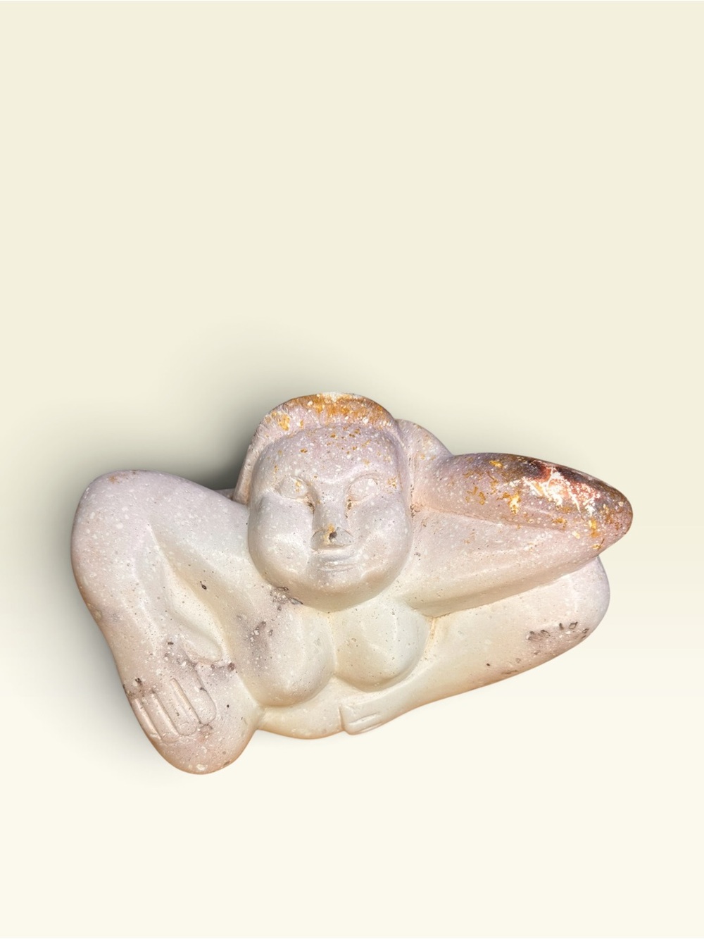 Carved White Stone Voluptuous Sculpture Nude Woman Fertility 8”x5.5”x5.5” - Picture 2 of 9